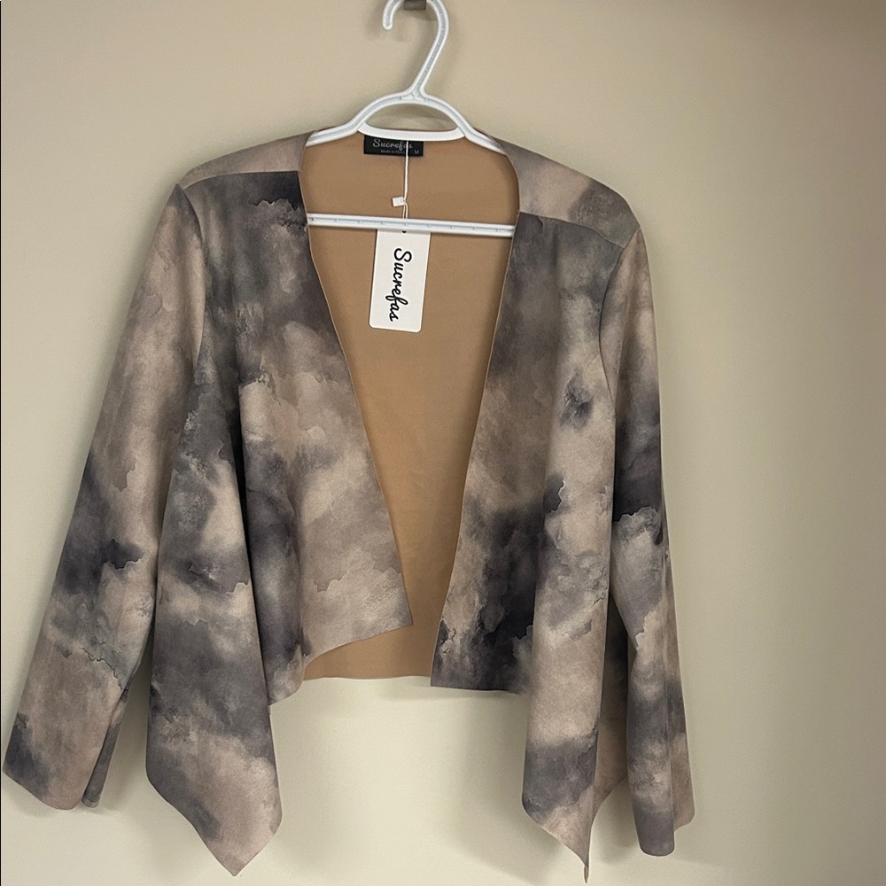 Elegant Tan and Gray Women's Blazer